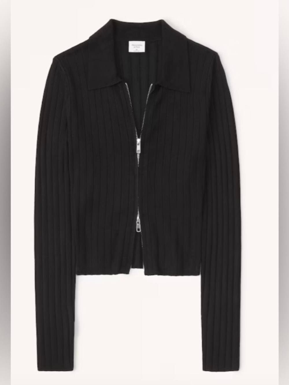 Abercrombie Black Ribbed Double Zip Sweater